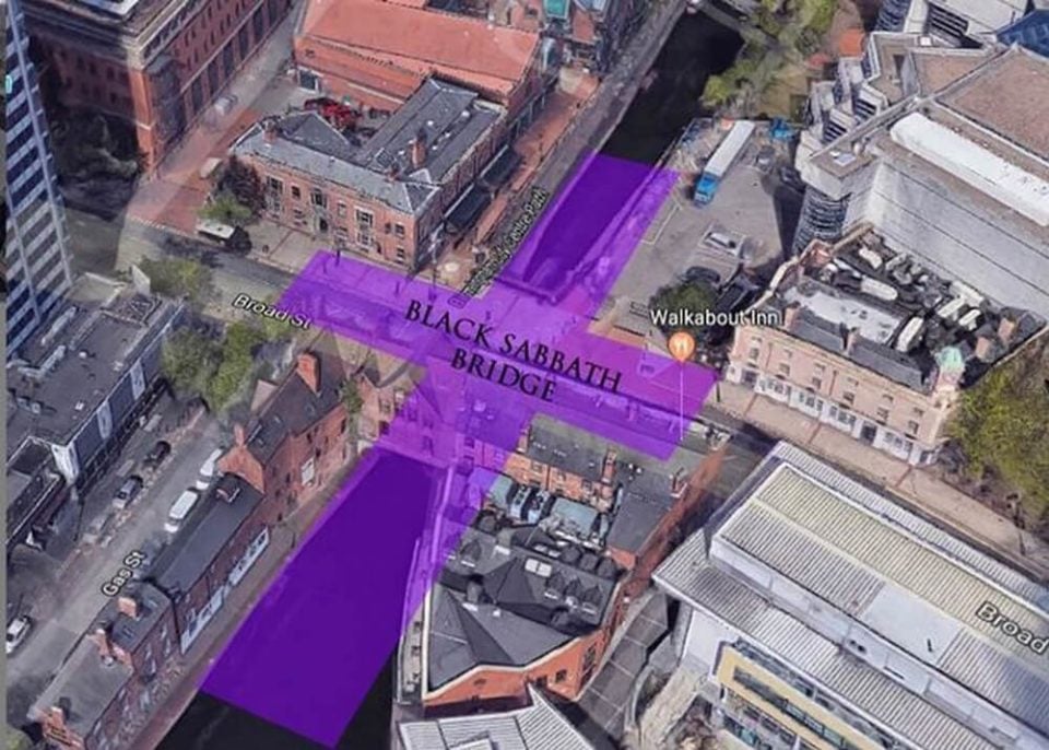 Most i ławka Black Sabbath w Birmingham