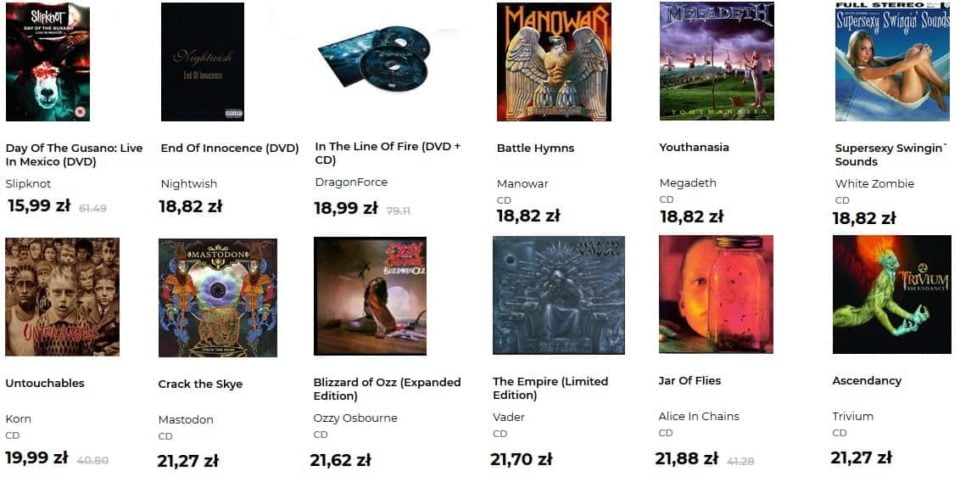 Rockowe i metalowe CD/DVD do 25 zł w sklepie Gandalf 6 Promocje na płyty rock i metal w sklepi Gandalf