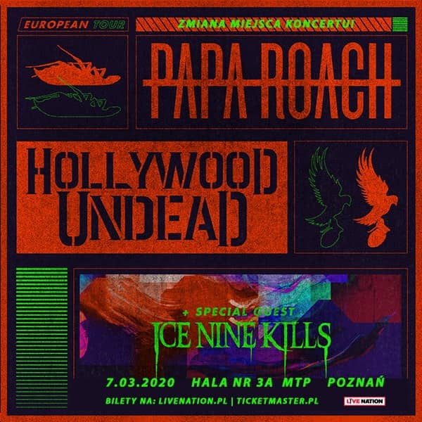Wydarzenia rockowe i metalowe w marcu 2020 - co warto zobaczyć? 2 Papa Roach w Poznaniu
