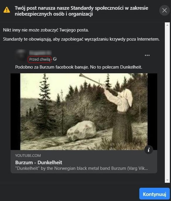 Nie tylko Burzum. Facebook idzie na wojnę z black metalem? 2 fb ban black metal screen 1