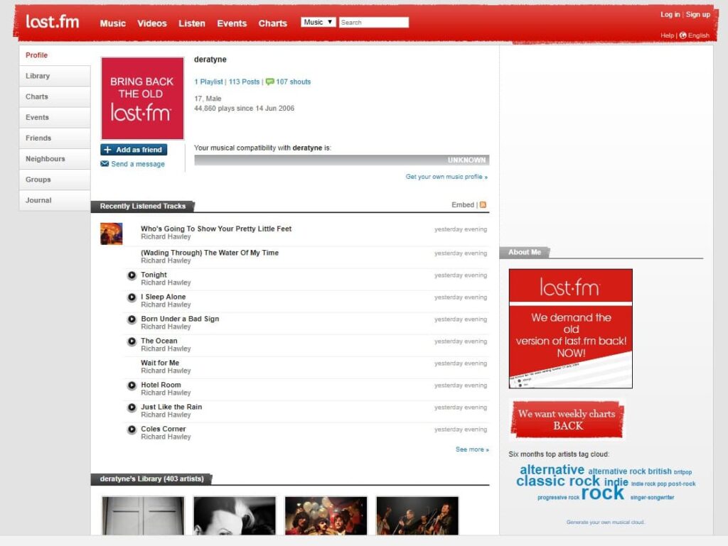 Stary layout Lastfm