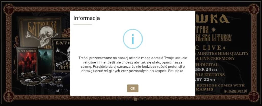Informacja na stronie Batushki