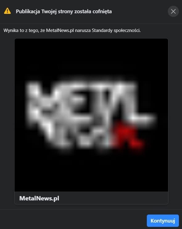 Profil MetalNews.pl usunięty z Facebooka 5 Facebook zamazuje logo