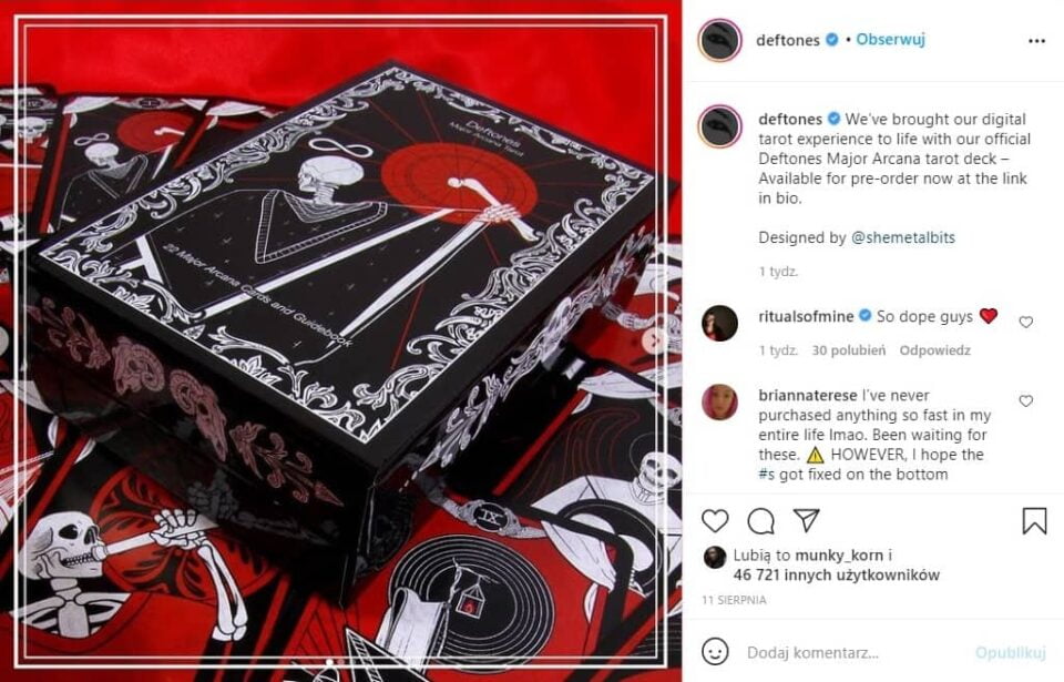 Karty do tarota Deftones