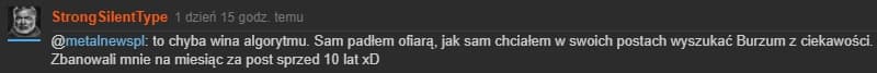 Twój Burzum jest lepszy niż mój. Hipokryzja Facebooka ws. Varga Vikernesa 2 Screen z Wykopu na temat Burzum
