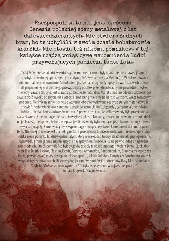 Rzeźpospolita: książka o historii polskiego metalu. Preorder od 15.10 3 Tył książki Rzeźpospolita