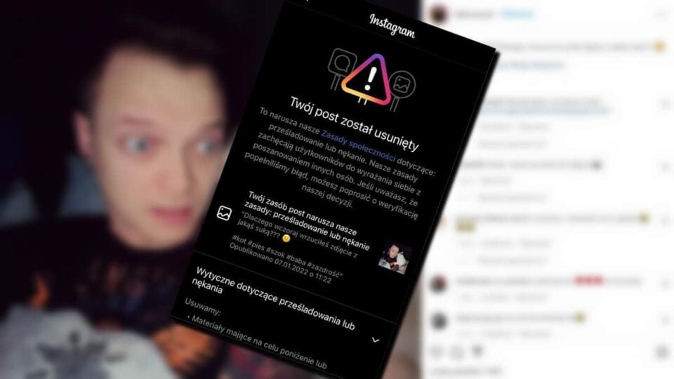 Post na Instagramie Krzyśka Sokołowskiego skasowany