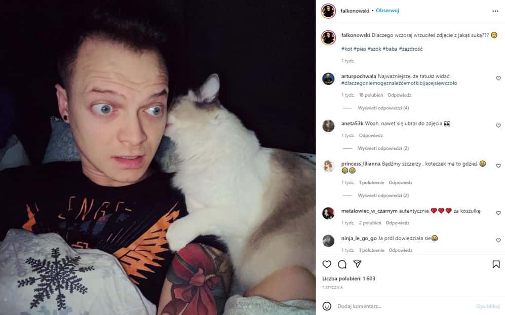 Post wokalisty Nocnego Kochanka na Instagramie usunięty. Powód? "Suka" 3 Skasowany przez Instagrama post wokalisty Nocnego Kochanka
