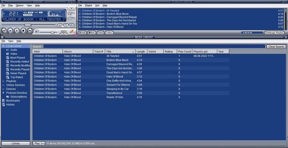 Winamp screen