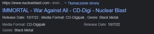 Nowa płyta Immortal. Do sieci wyciekły: data premiery, okładka i lista utworów 3 Google zaindeksował podstronę z nową płytą Immortal
