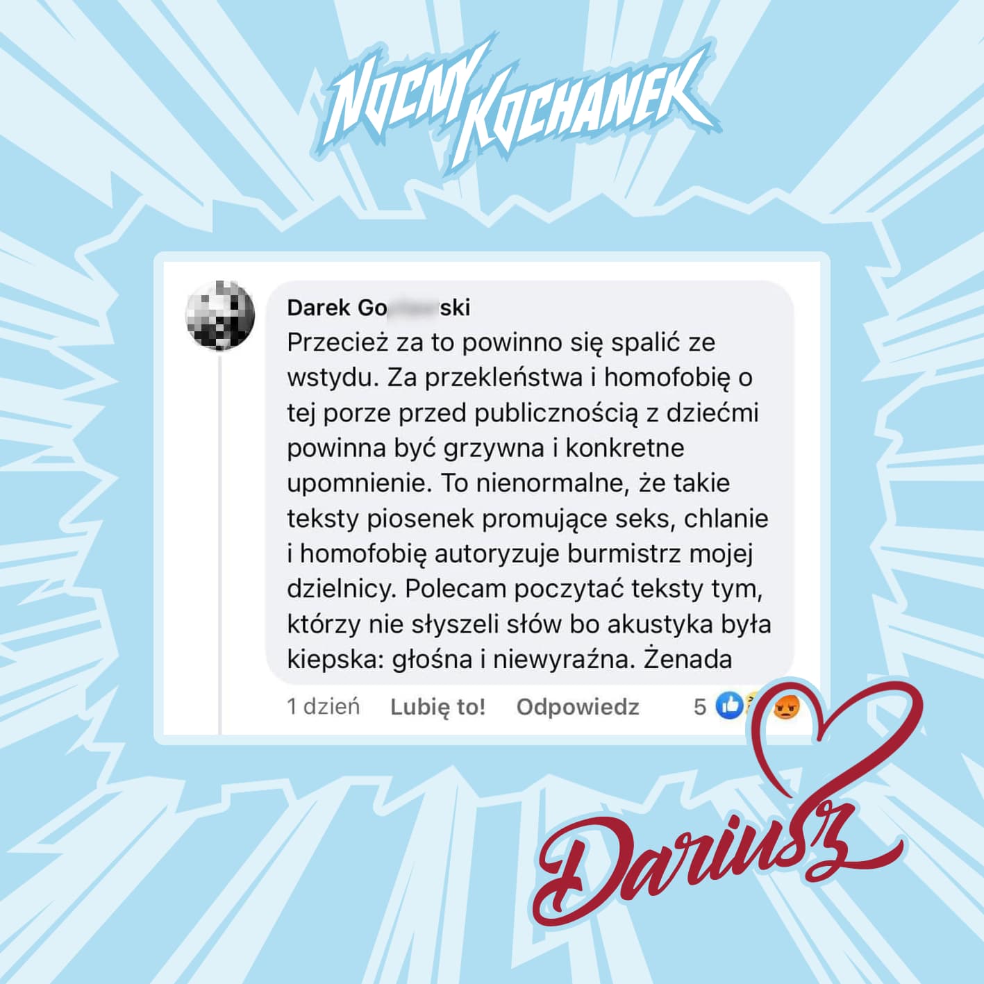 Nocny Kochanek odpowiada antyfanowi Dariuszowi piosenką ? 2 Komentarz Dariusza hejtujący Nocnego Kochanka