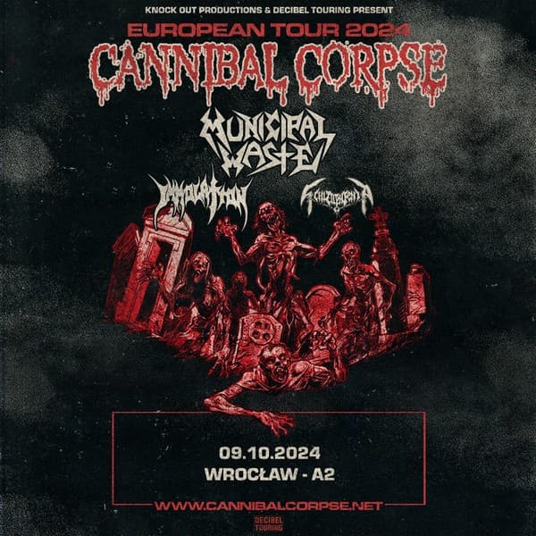 Cannibal Corpse z piekielnym supportem zagrają we Wrocławiu 2 Cannibal Corpse we Wrocławiu w 2024