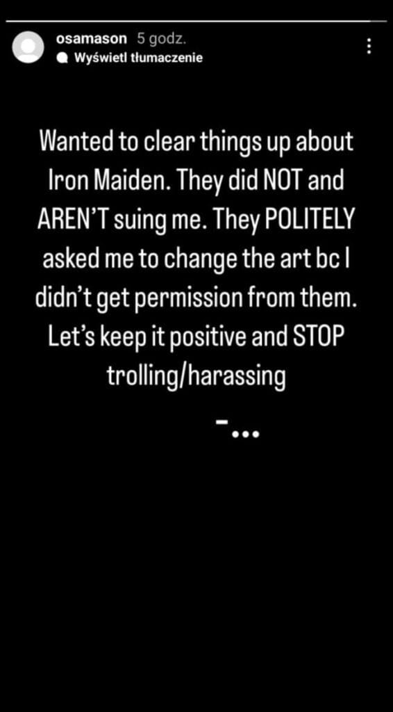 Raper OsamaSon zmienia zdanie. Iron Maiden jednak go nie pozwie... 4 OsamaSon twierdzi, że Iron Maiden jednak go nie pozwie