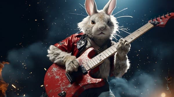 Sztuczna inteligencja zagrozi muzyce? Twórcy mogą mieć problemy 3 Królik z gitarą grający heavy metal
