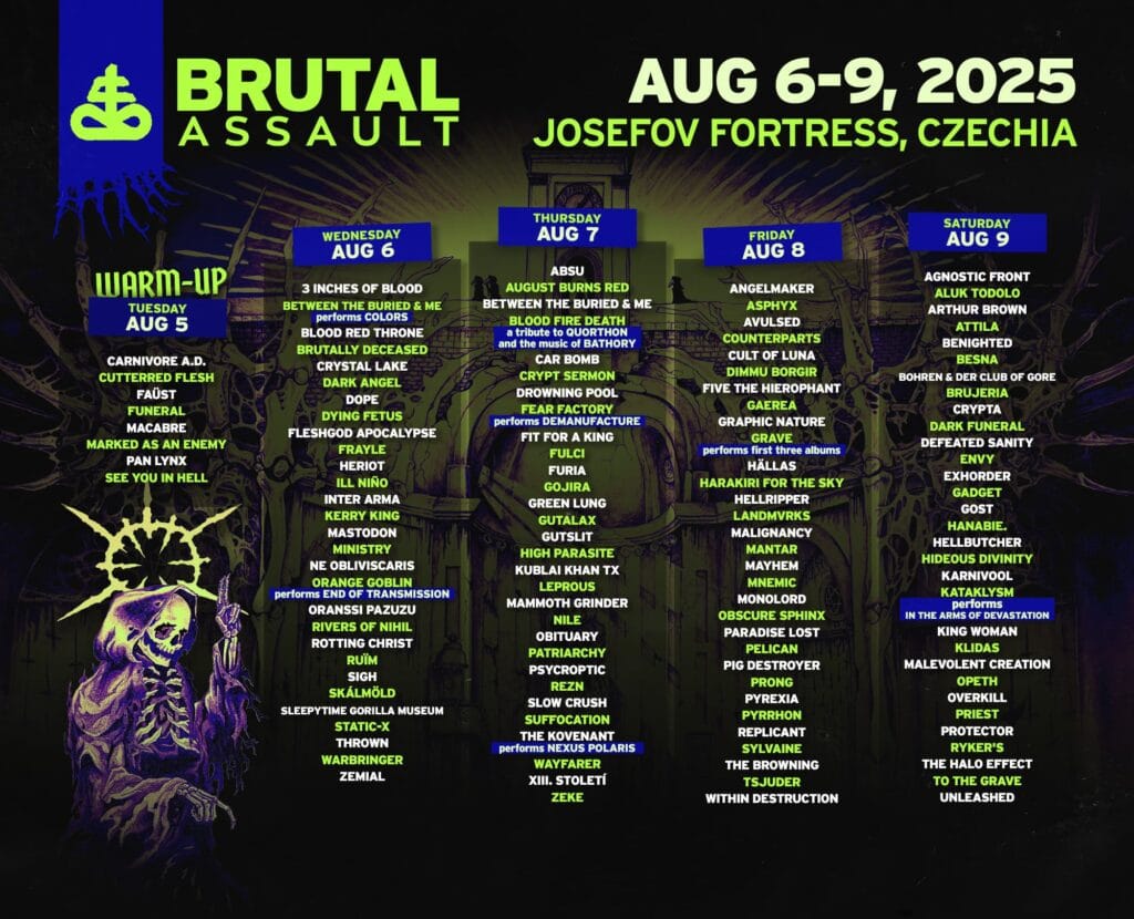 Brutal Assault 2025: program festiwalu i bilety jednodniowe 3 Program festiwalu Brutal Assault z podziałem na dni