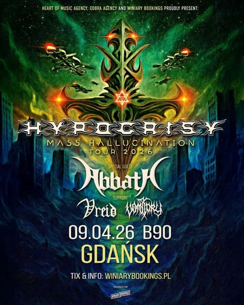Rock i Metal na żywo w 2026 - polecane koncerty w Polsce 12 Koncert Hypocrisy i Abbath w Gdańsku