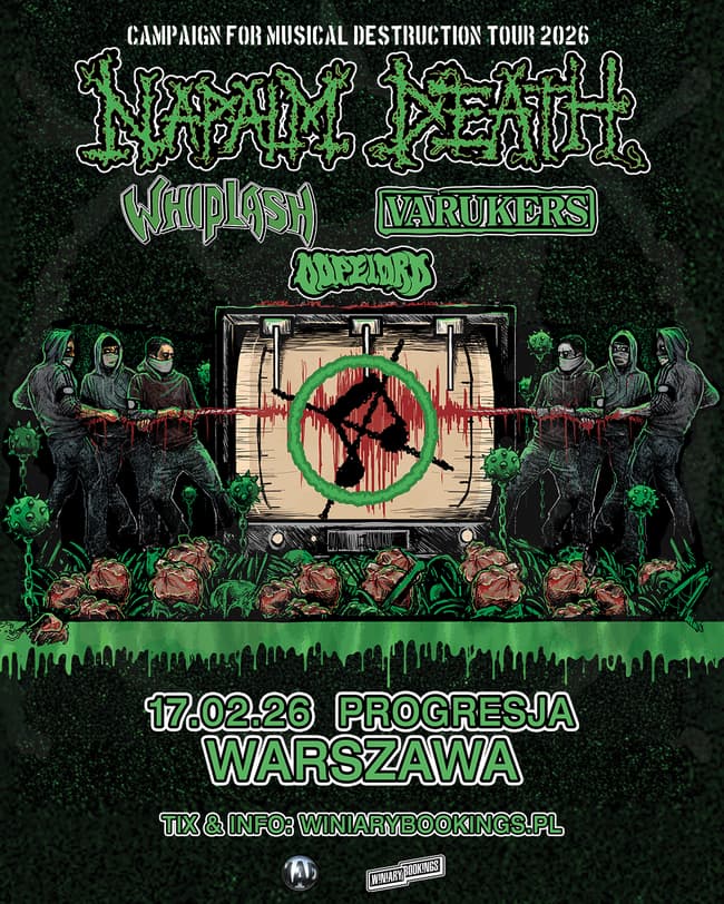 Dopelord u boku Napalm Death w Warszwie. Koncert już 17.02 2 Napalm Death w Warszawie w 2026