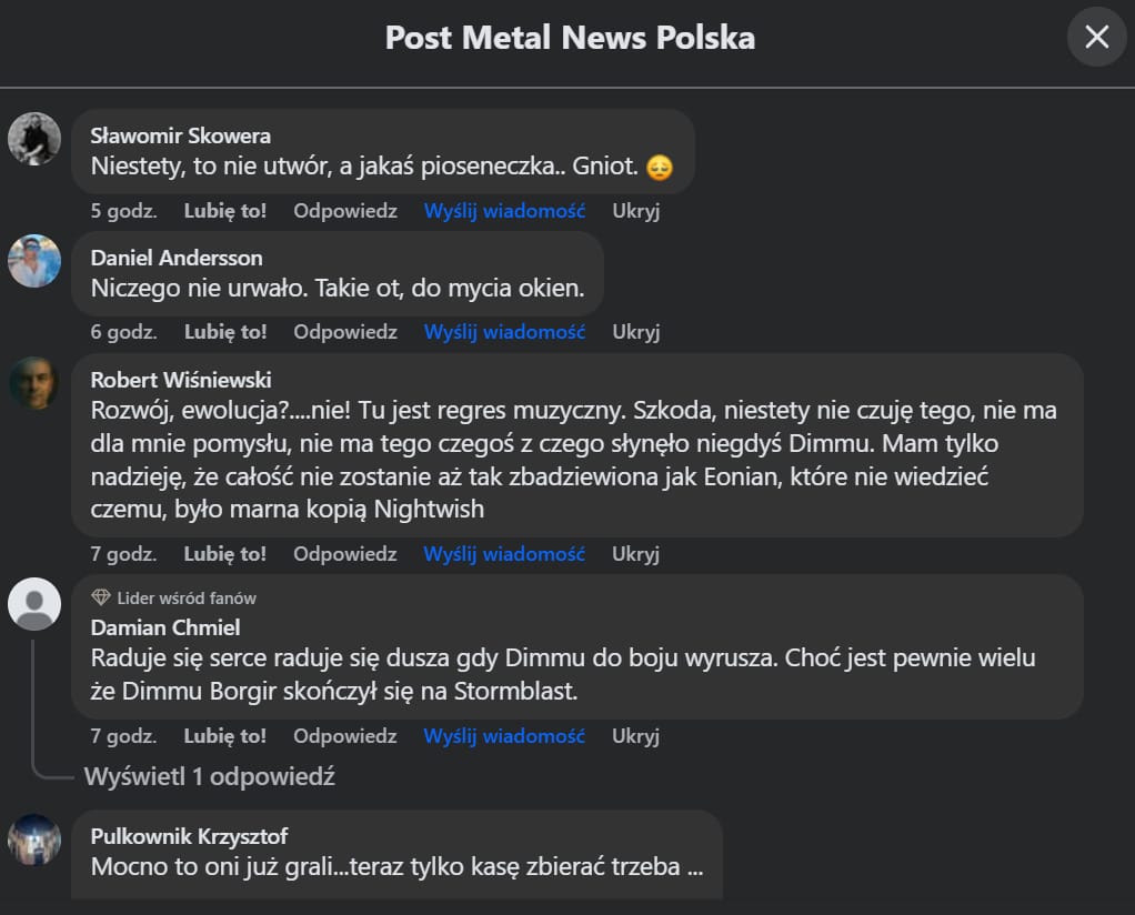 Dimmu Borgir dzieli fanów. Nowy singiel z mieszanym odbiorem przed premierą albumu 2 Opinie na temat utworu Dimmu Borgir