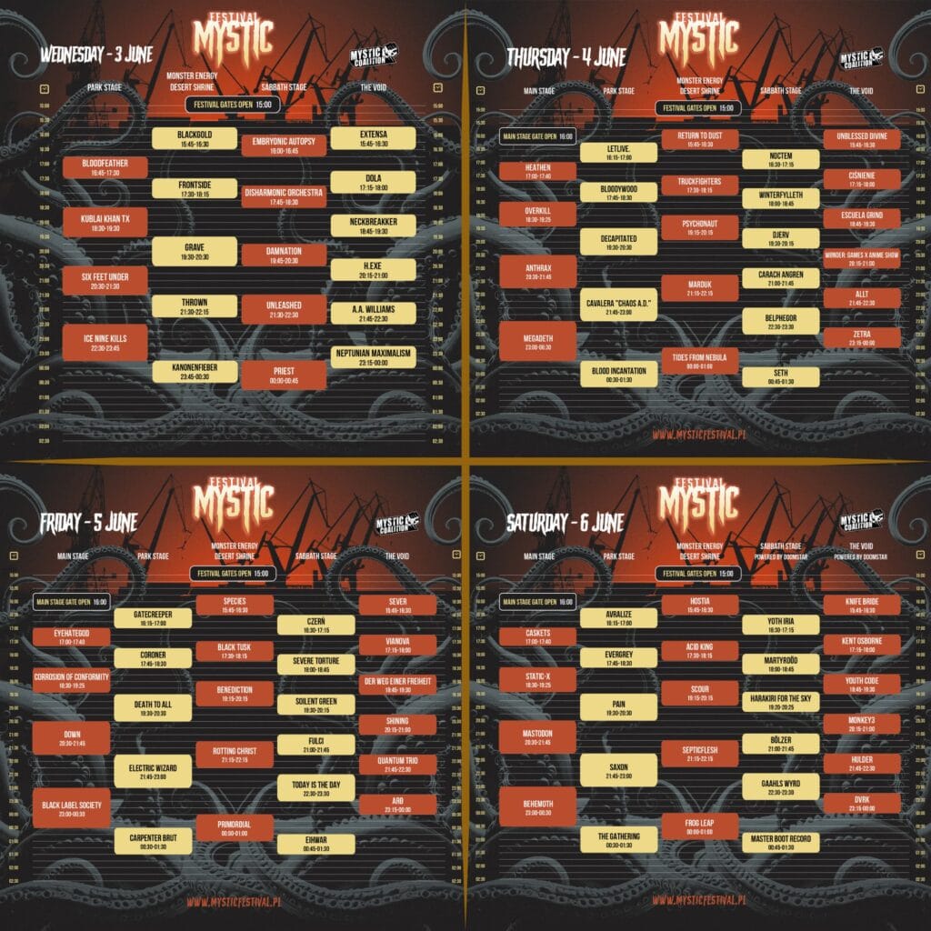 Zmiany w składzie Mystic Festival 2026 i program imprezy 2 Program Mystic Festival 2026 podział na dni i godziny
