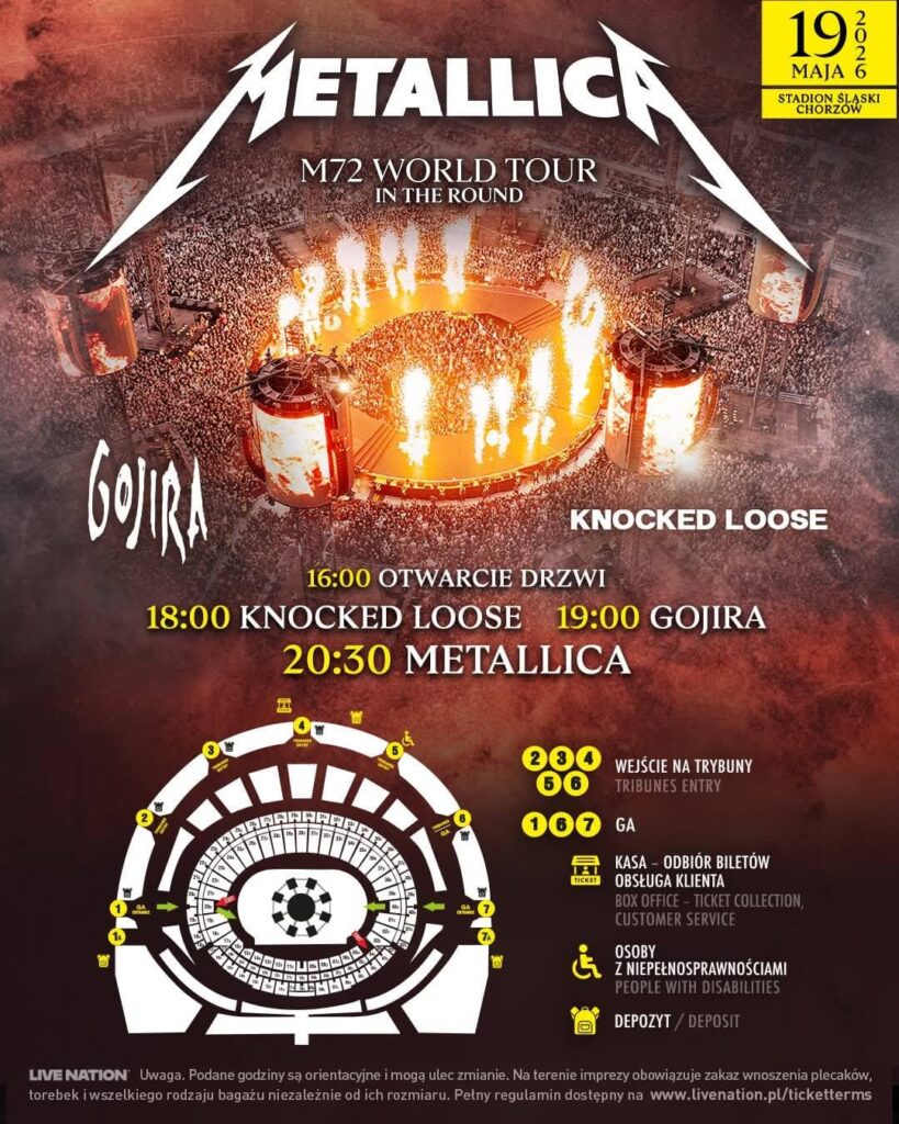 Metallica w Chorzowie 2026: ważne informacje dla uczestników koncertu 2 Metallica w Chorzowie 2026 mapka Stadionu Śląskiego