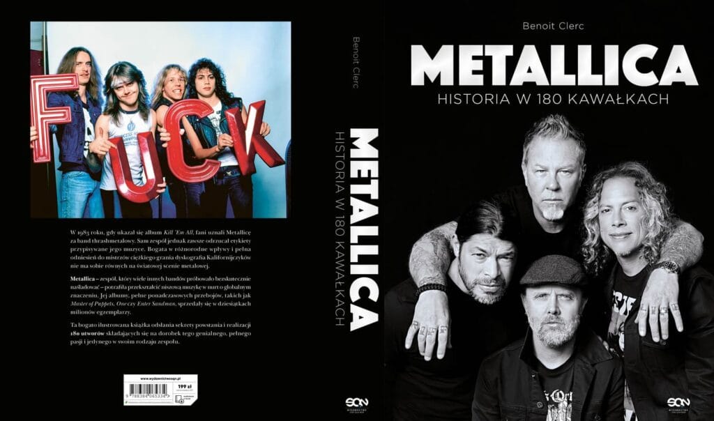 Przód i tył książki Metallica Historia w 180 kawałkach