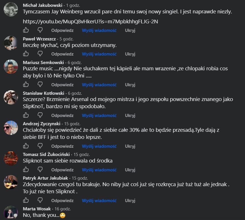 Nowy Slipknot pod ostrzałem fanów. Co mówią o „Arsenal”? 3 Komentarze odnośnie nowego utworu Slipknot pod tytułem Arsenal