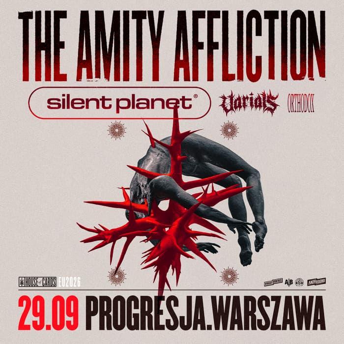 The Amity Affliction w Warszawie. Historia zespołu i koncert w Progresji 4 Plakat promujący koncert The Amity Affliction w Progresji