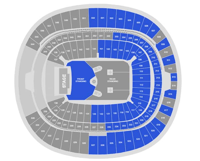 Slipknot ma problemy ze sprzedażą biletów? Fani zapowiadają bojkot 2 Mapa z dostępnością biletów na koncert Slipknot na Wembley w 2027