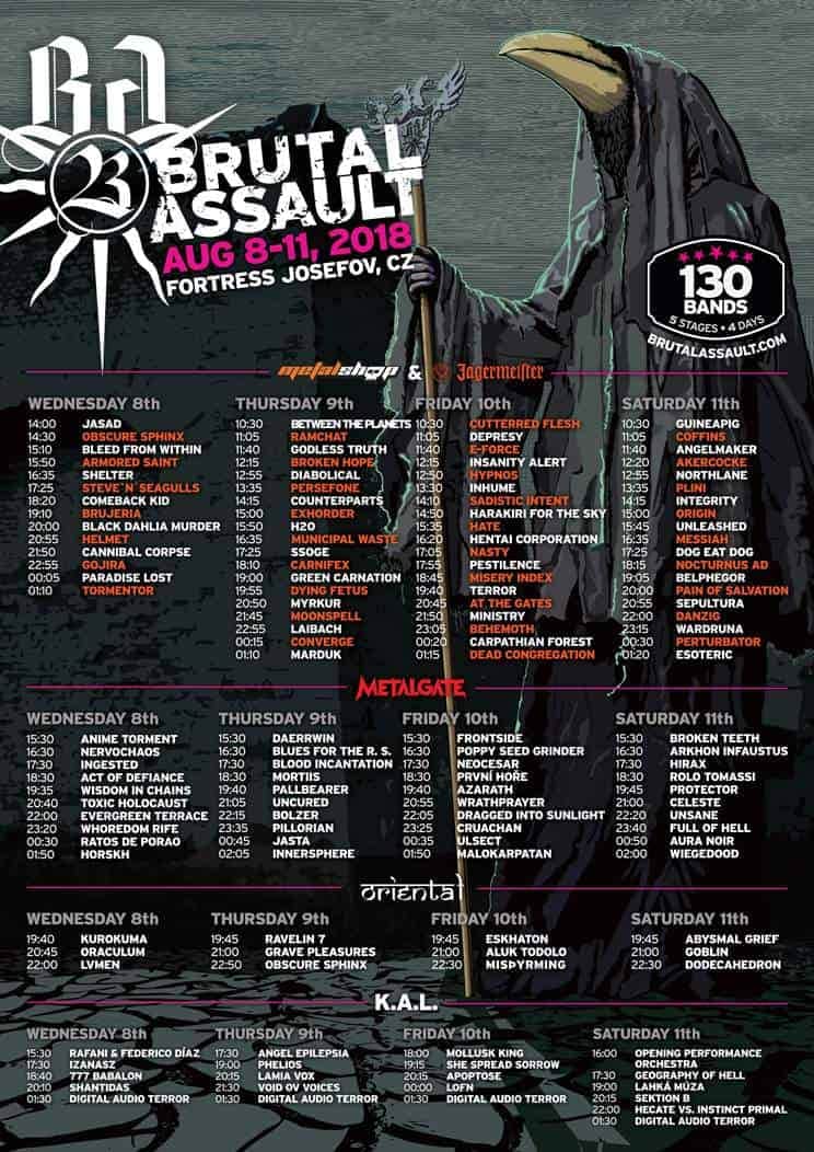Brutal Assault 2018 zaktualizowana rozpiska
