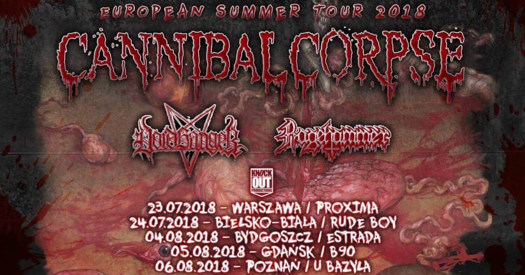 Pięć koncertów Cannibal Corpse w Polsce w 2018 roku