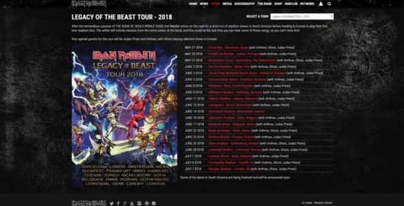 iron maiden legacy of the beast tour2018