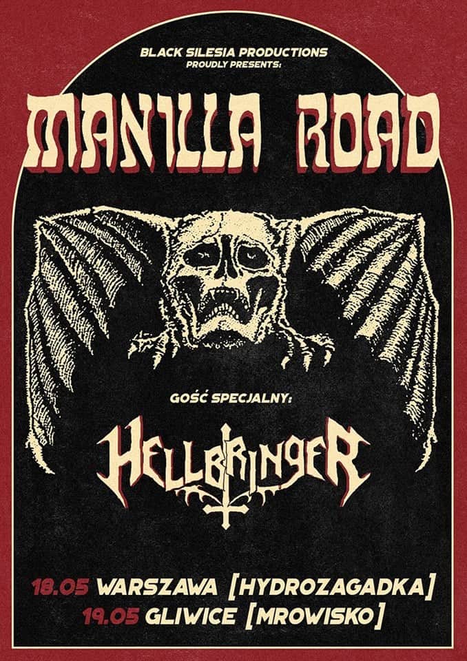 Plakat promujący koncerty Manilla Road w Polsce