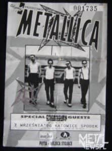Metallica - bilet na koncert w Katowicach, 1996 rok